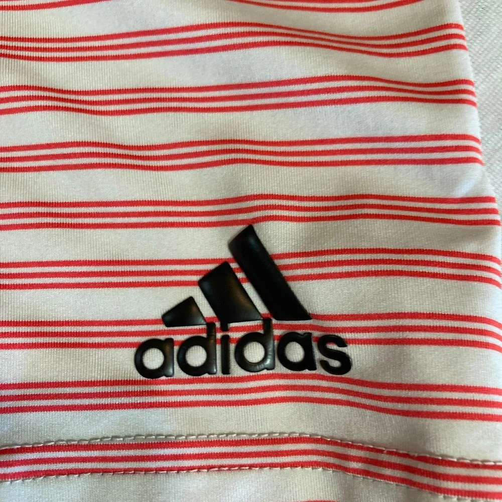 Adidas Golf Mens Small Red‎ White Striped Performance Polo Shirt CD3368